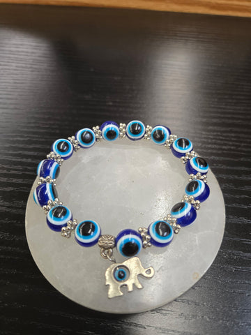 Protective Evil Eye Bracelet with Elephant Charm