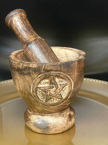 Pentacle Wooden Mortar and Pestle