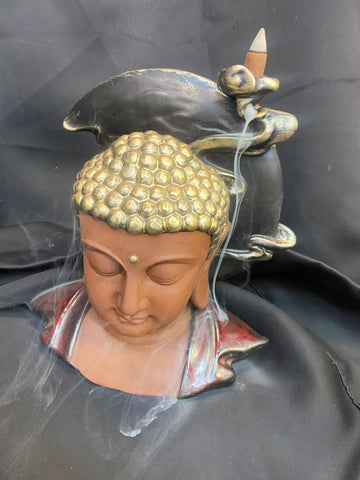 Buddha Head with Moon Ceramic Backflow Incense Burner