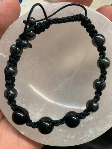 Black Onyx and Hematite Adjustable Bracelet