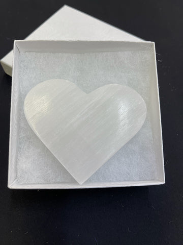 Selenite Heart Plate 2.9 inch