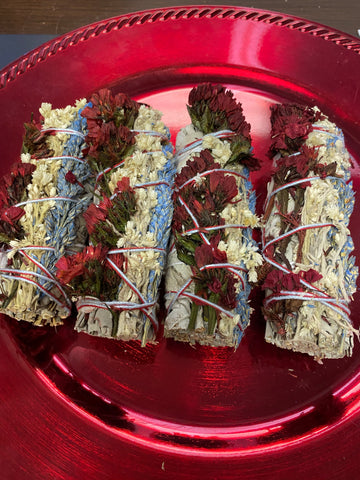 Smudge White Sage w/ Panicum Milacea, Mullein Flower & Statice Bundle
